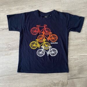 Kids Blue Graphic Multicolor Bicycle Amsterdam T-Shirt - Size 8 (EU 128)